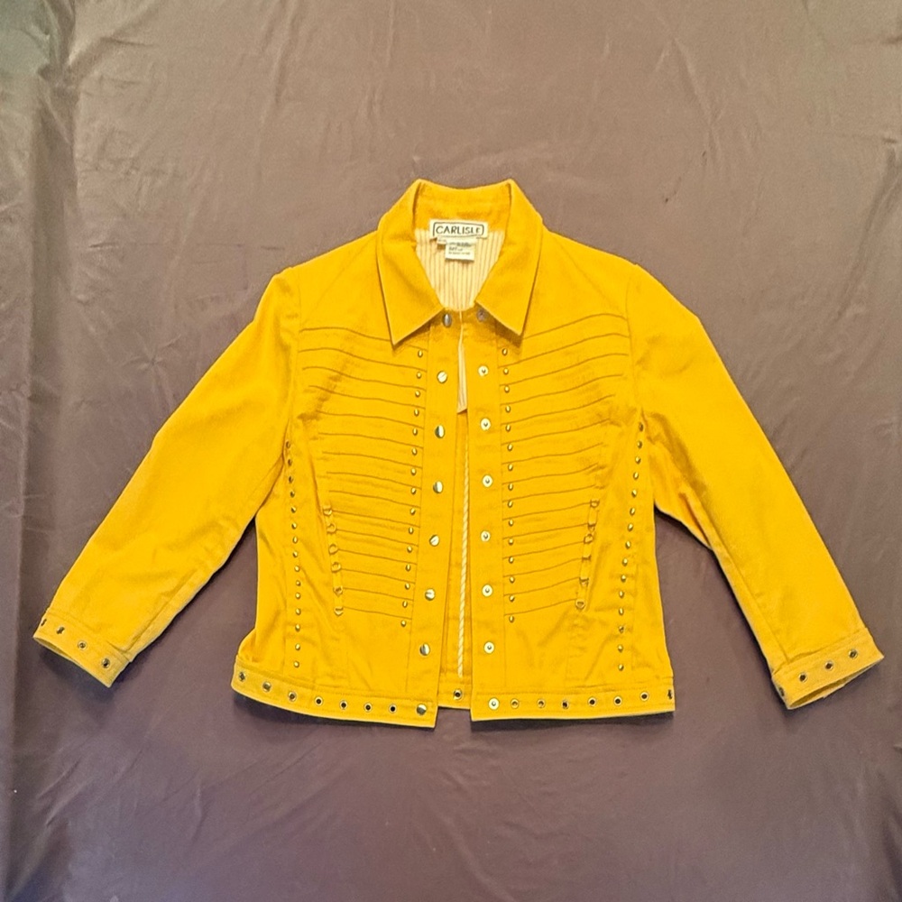 Carlisle Yellow/Silver Hardware Studded Button Front Jacket Size 12/Large $365 - Picture 8 of 12